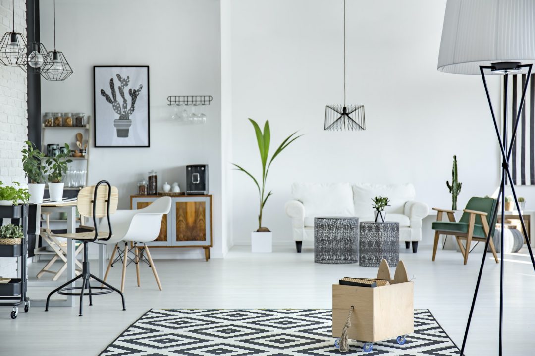 Bright minimal white living room